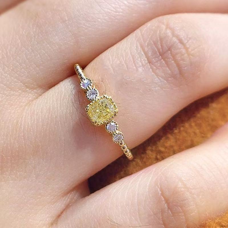 Levi Rhei Golden Square Zircon Ring