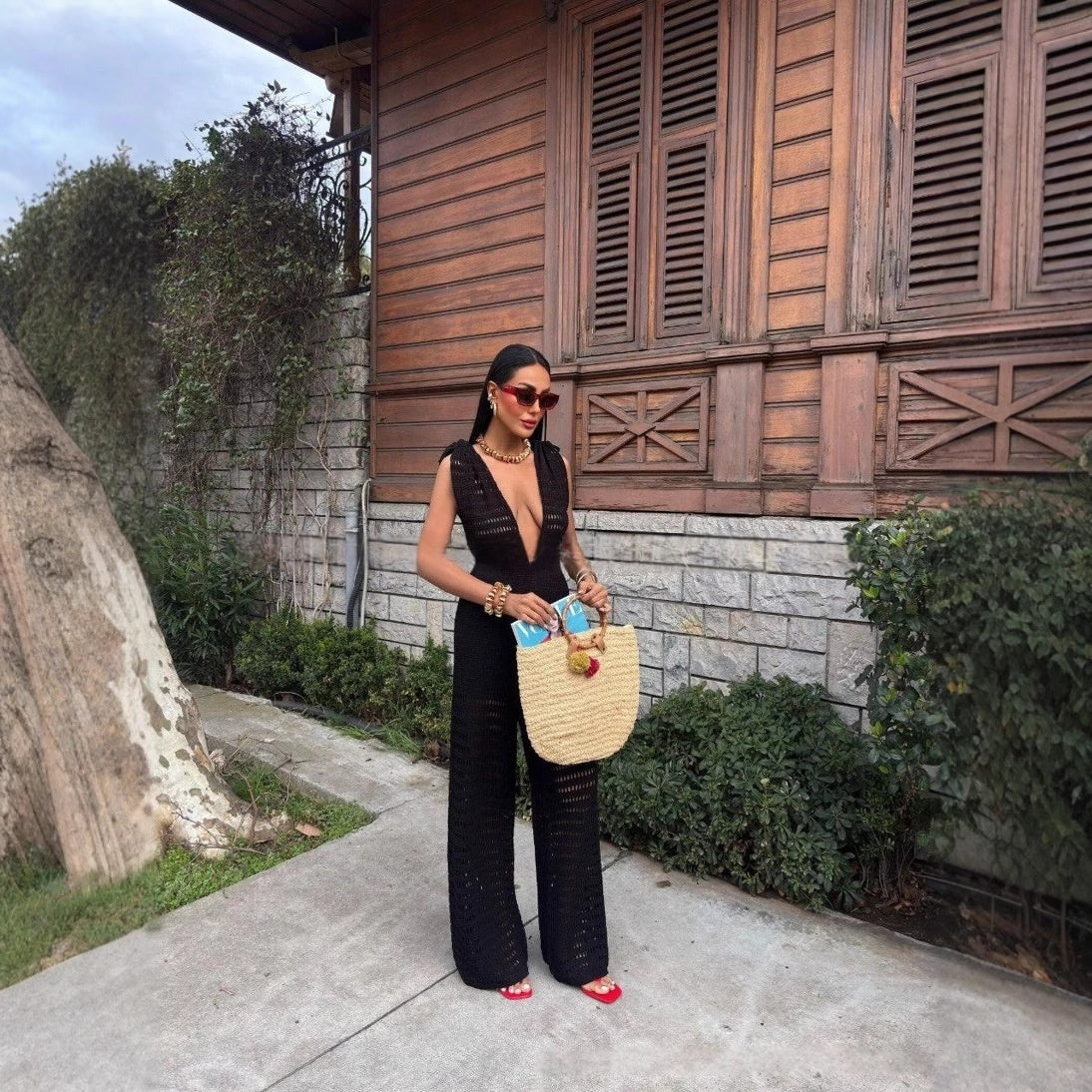 Levi Rhei Resort Knit Wide-Leg Jumpsuit