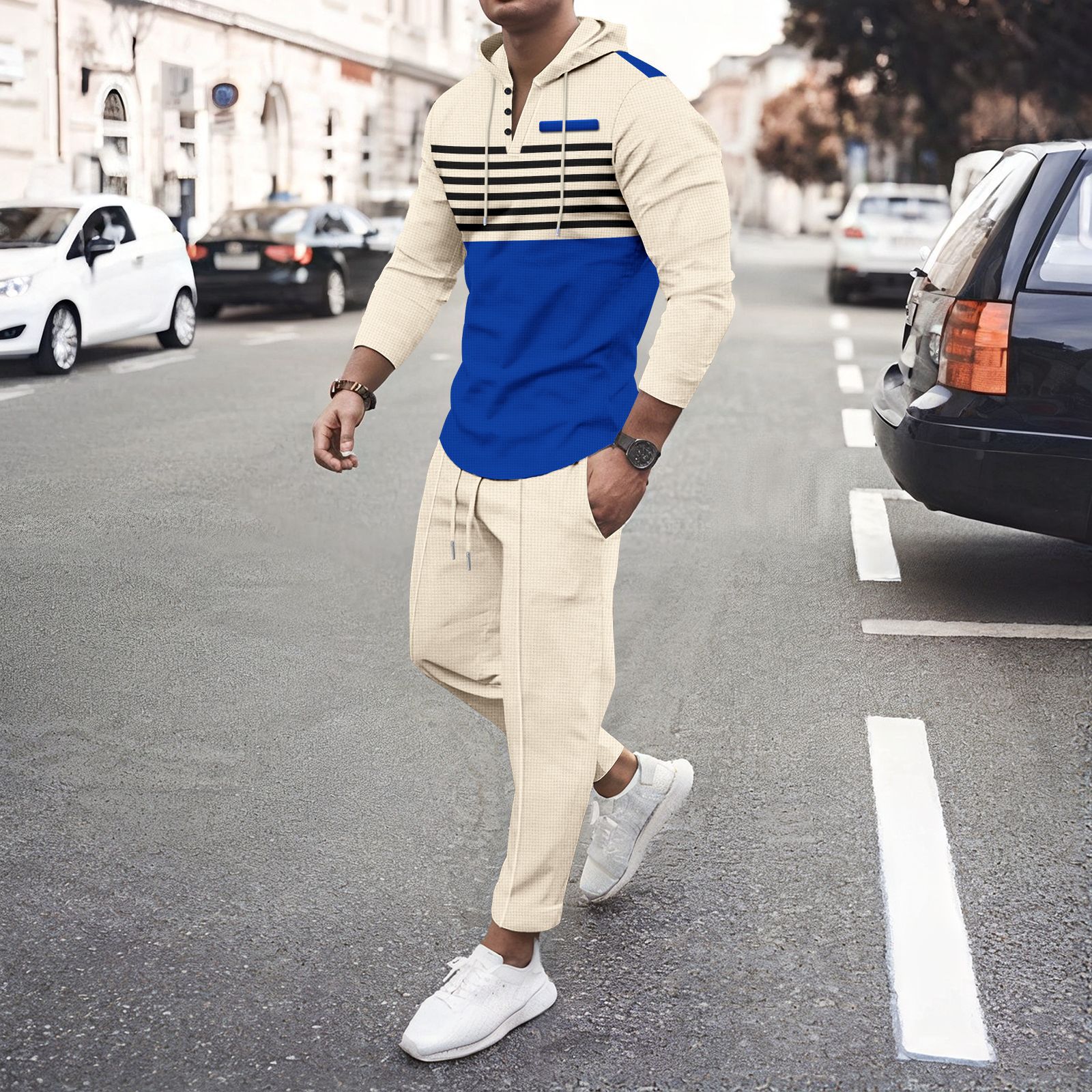 Levi Rhei Contrast Stripe Hoodie & Jogger Set