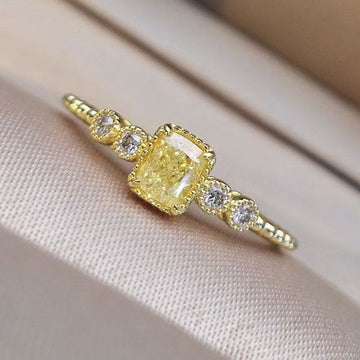 Levi Rhei Golden Square Zircon Ring