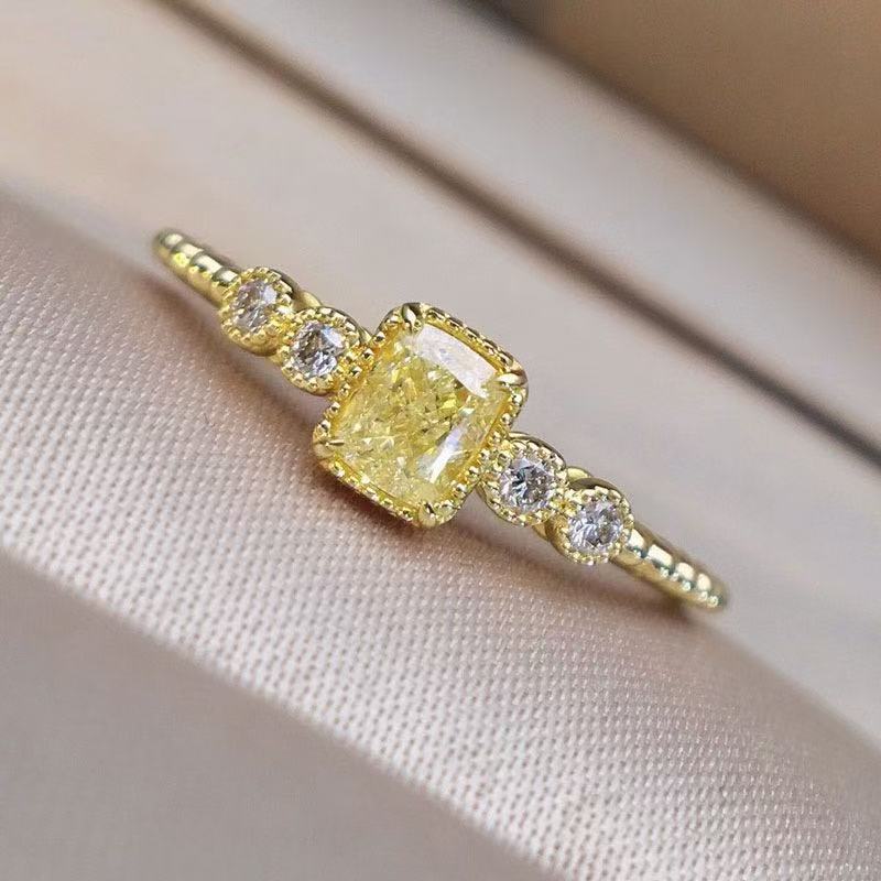 Levi Rhei Golden Square Zircon Ring