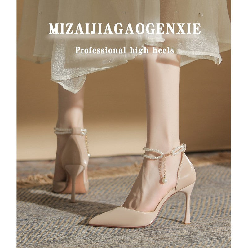 Levi Rhei Pearl Strap Pointed Heels
