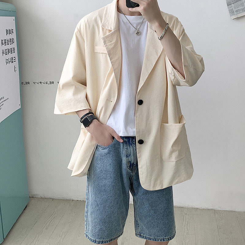 Levi Rhei Relaxed Half-Sleeve Blazer (Minimalist Korean Casual Style)