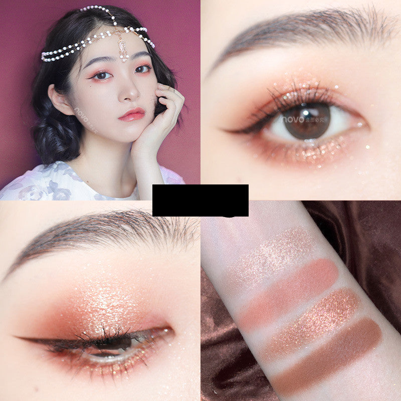 Levi Rhei 4-Color Glow Eyeshadow Palette (Matte & Glitter Mix)