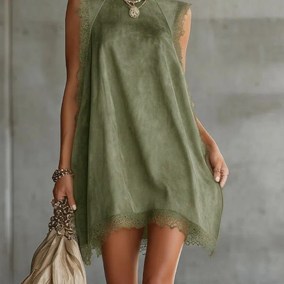 Levi Rhei Olive High-Neck Sleeveless Mini Dress