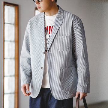 Levi Rhei Seersucker Striped Blazer (Breathable Summer Smart Casual)