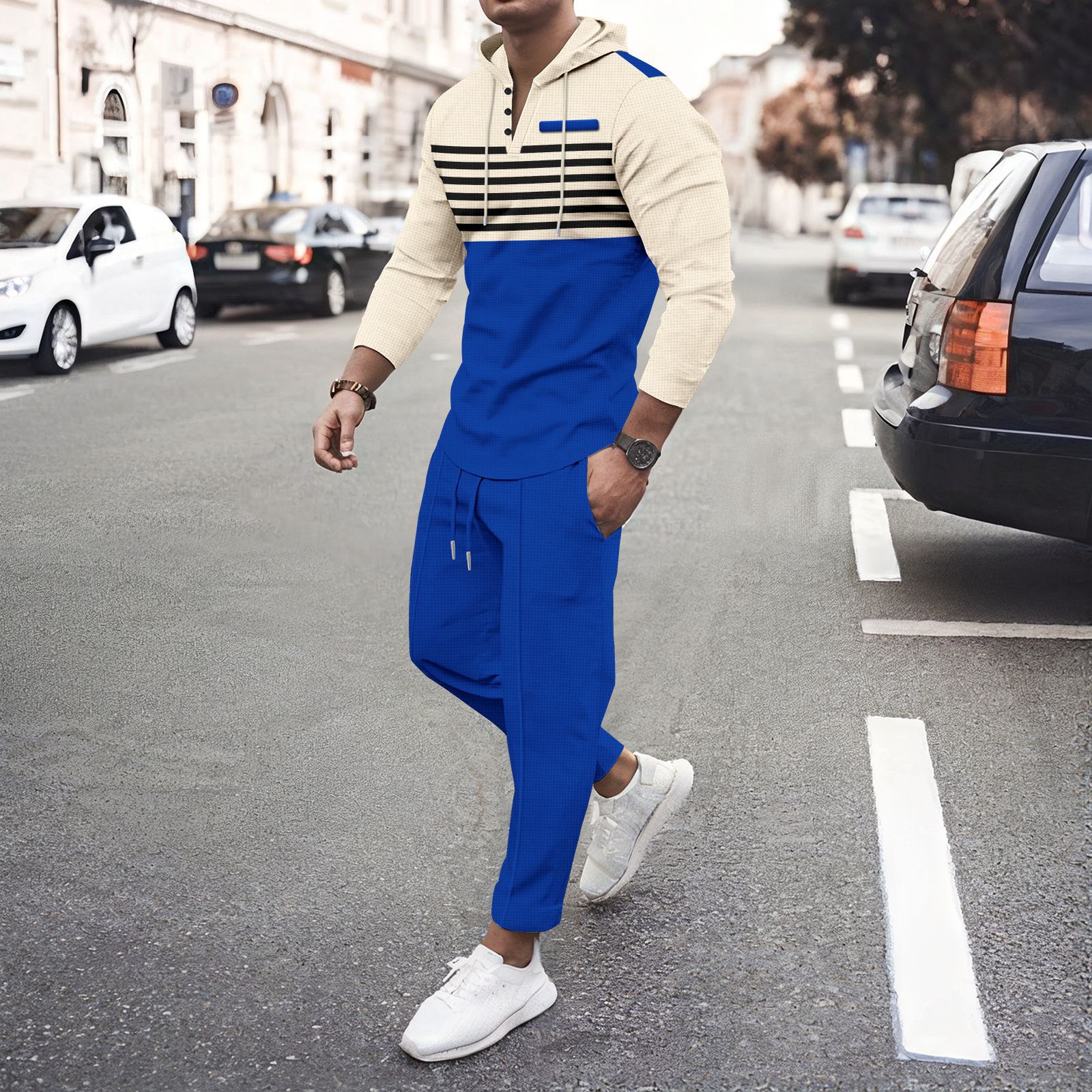 Levi Rhei Contrast Stripe Hoodie & Jogger Set