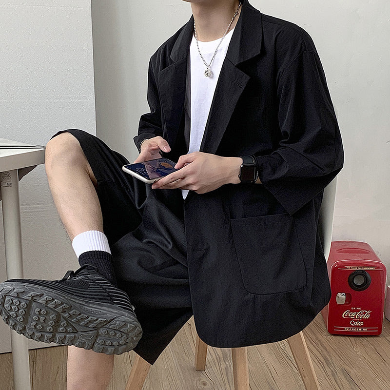 Levi Rhei Relaxed Half-Sleeve Blazer (Minimalist Korean Casual Style)