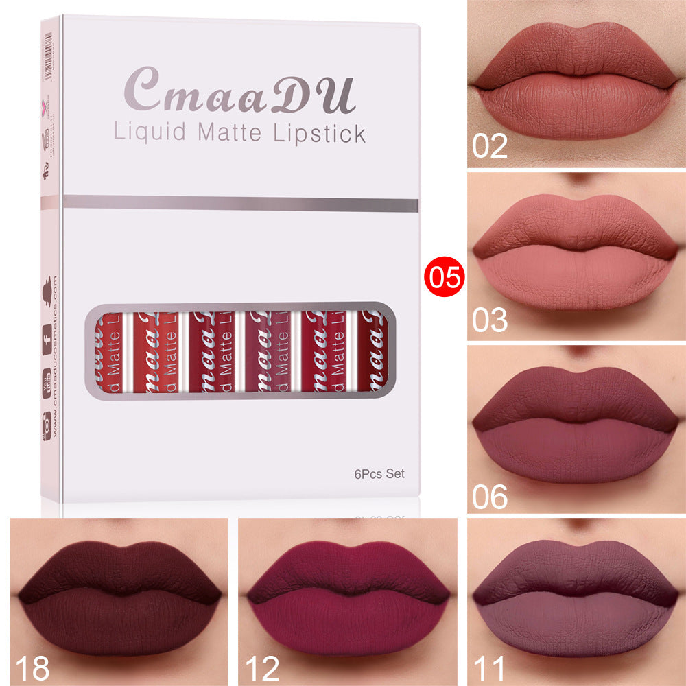 Levi Rhei Long-Lasting Waterproof Matte Lip Gloss Set (6PCS)