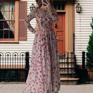 Levi Rhei Elegant Belted Floral Maxi Dress