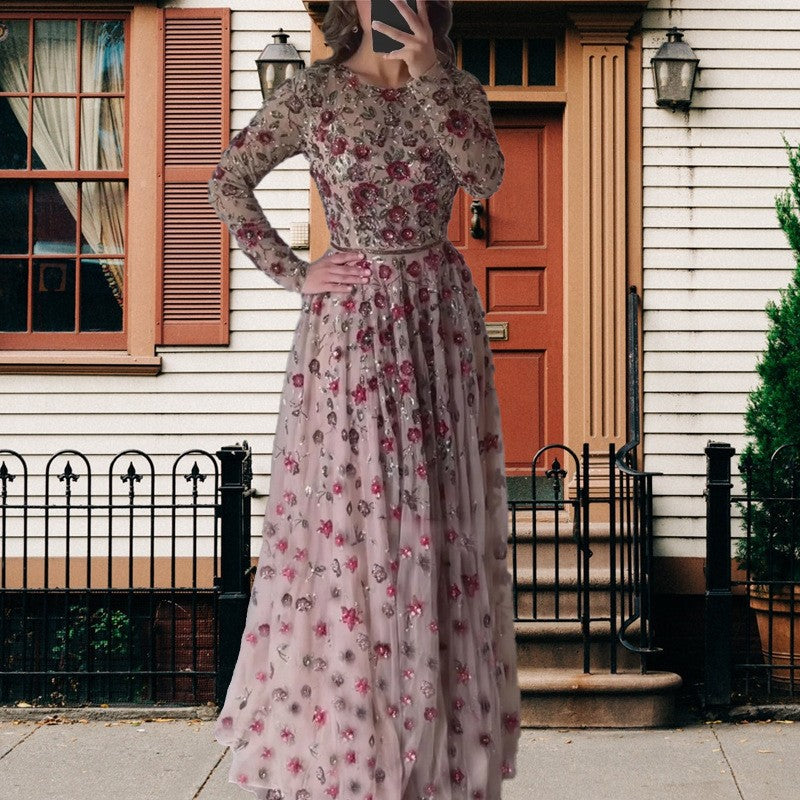 Levi Rhei Elegant Belted Floral Maxi Dress