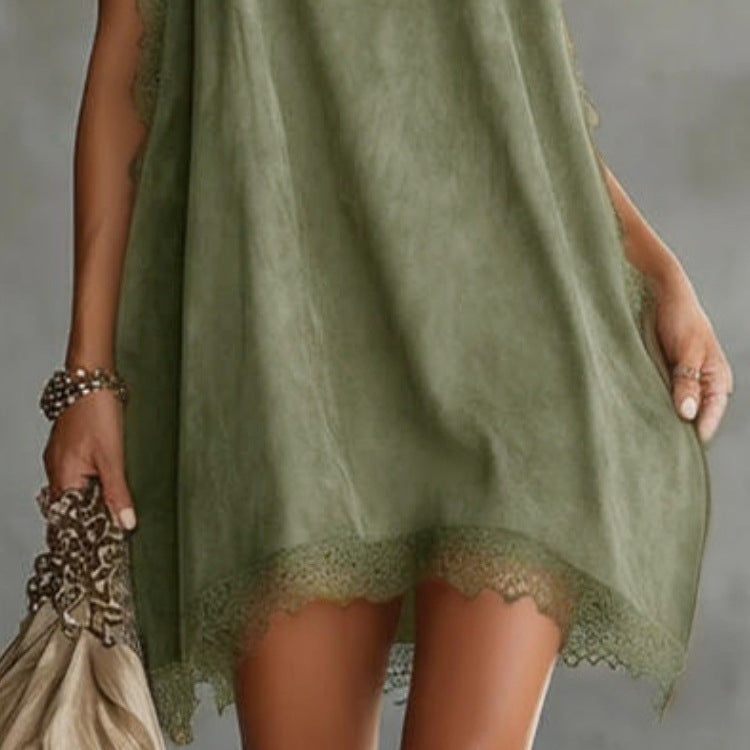Levi Rhei Olive High-Neck Sleeveless Mini Dress