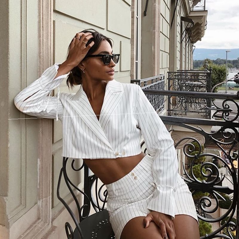 Levi Rhei Striped Power Suit Set