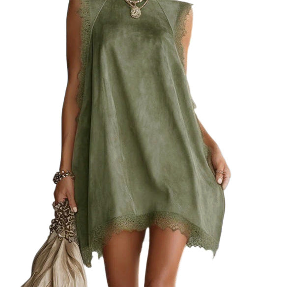Levi Rhei Olive High-Neck Sleeveless Mini Dress