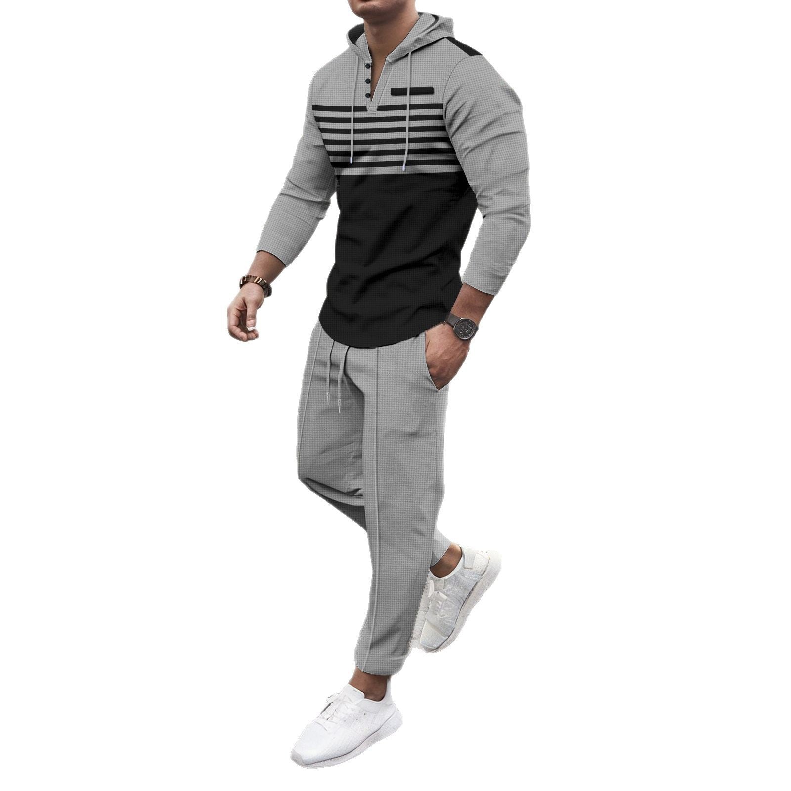 Levi Rhei Contrast Stripe Hoodie & Jogger Set