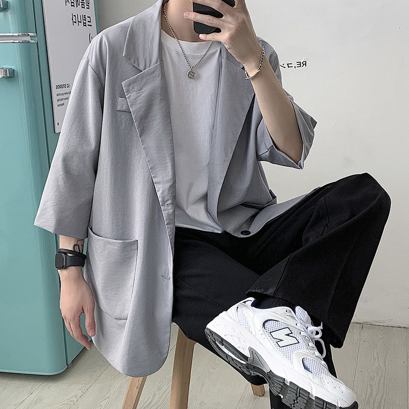 Levi Rhei Relaxed Half-Sleeve Blazer (Minimalist Korean Casual Style)