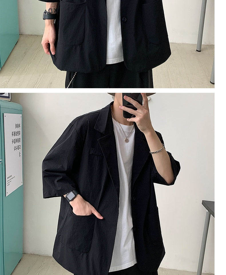 Levi Rhei Relaxed Half-Sleeve Blazer (Minimalist Korean Casual Style)
