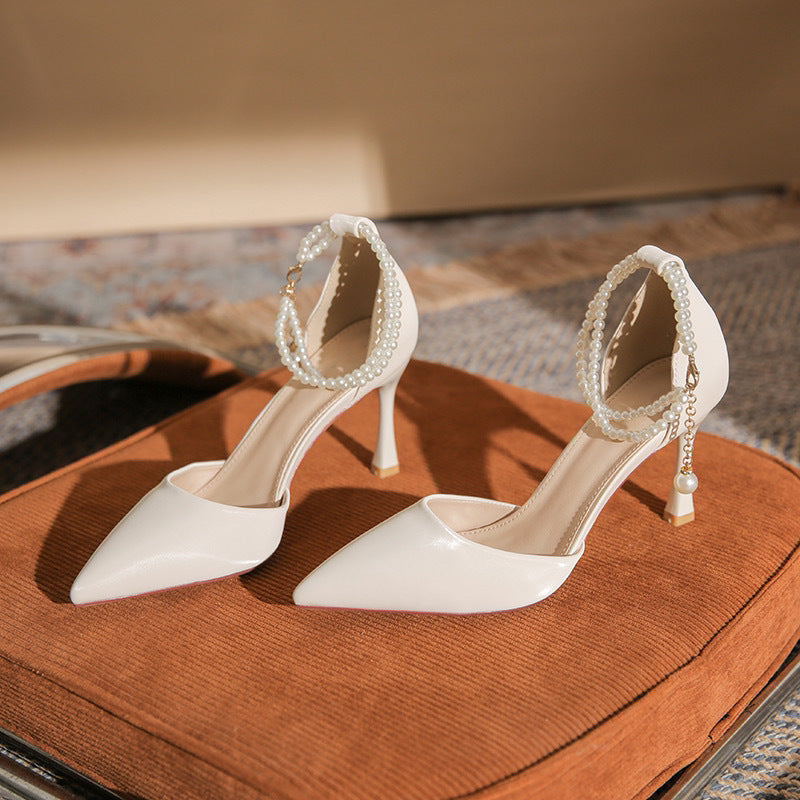 Levi Rhei Pearl Strap Pointed Heels