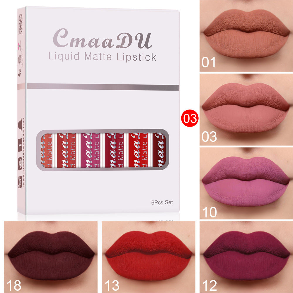 Levi Rhei Long-Lasting Waterproof Matte Lip Gloss Set (6PCS)