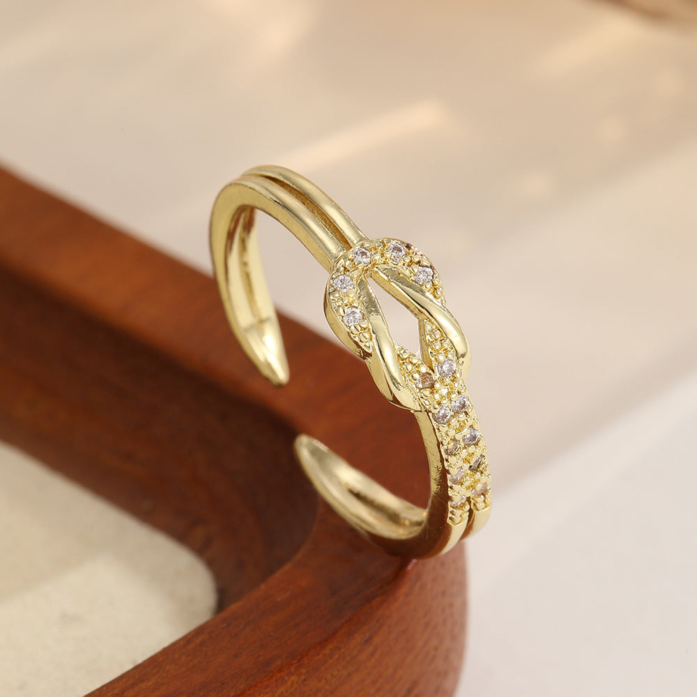 Levi Rhei Knot Diamond Open Ring
