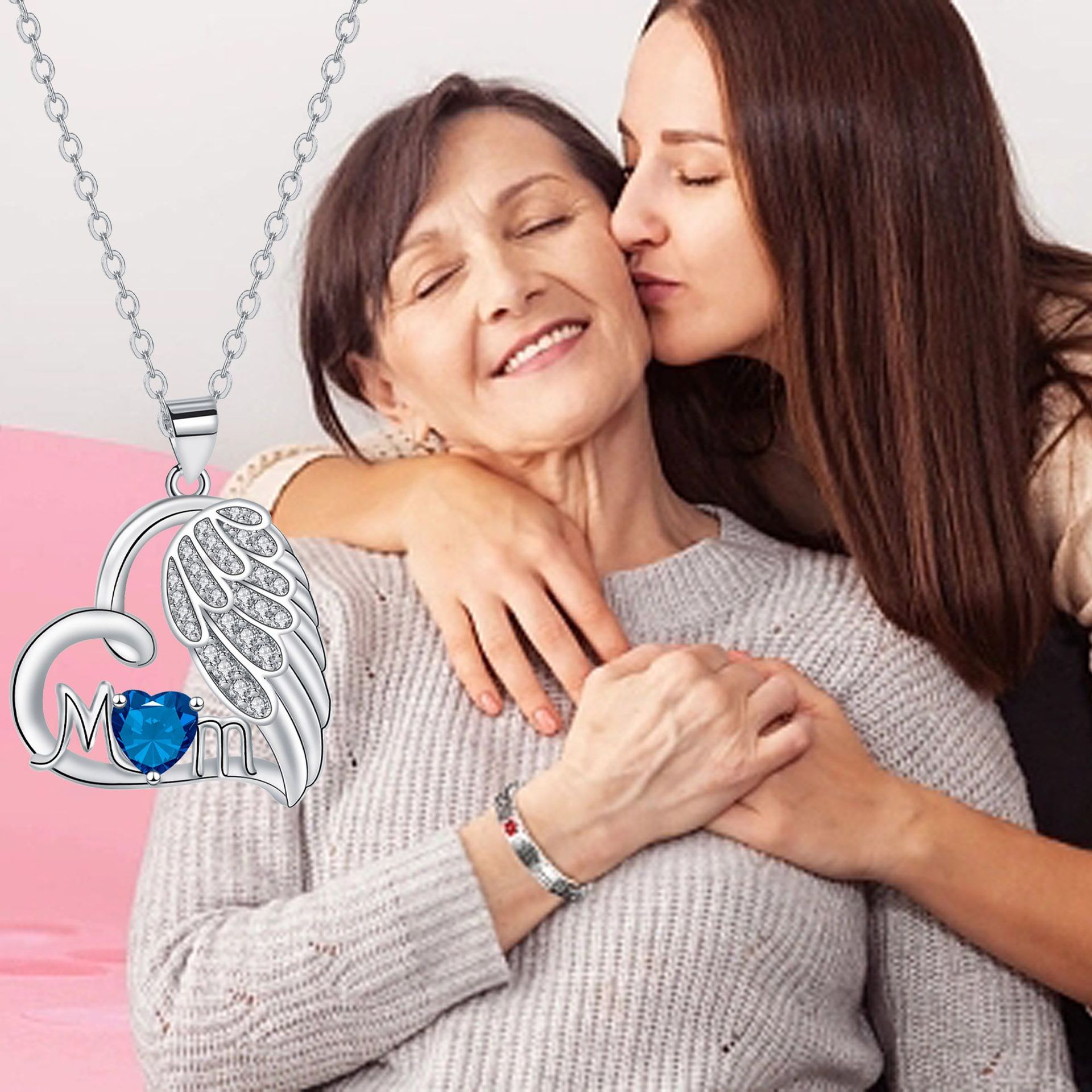 Levi Rhei Angel Wings MOM Necklace