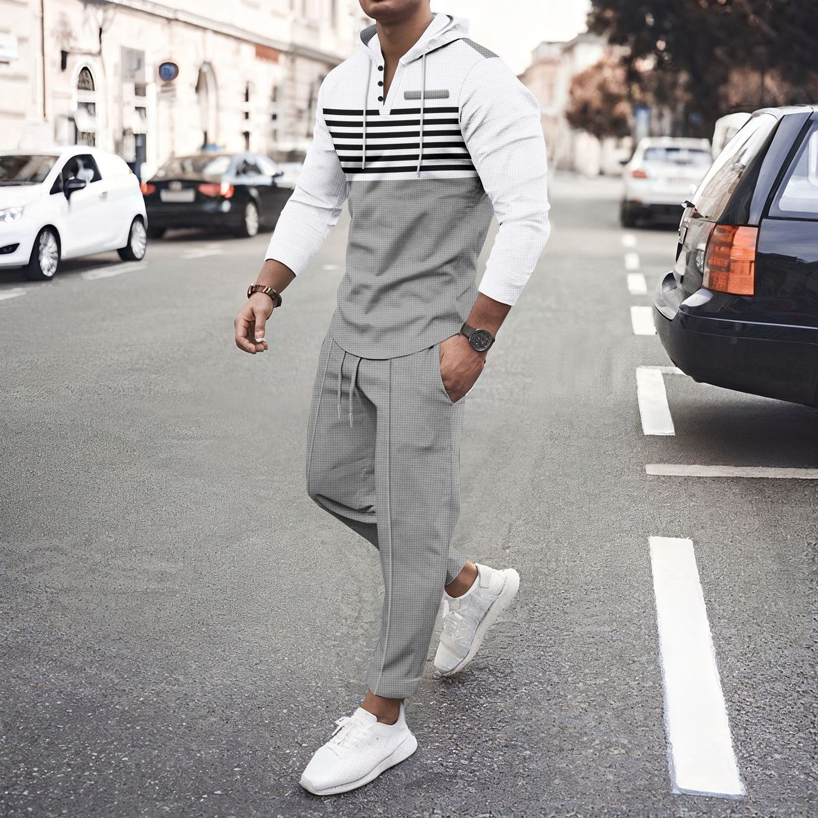 Levi Rhei Contrast Stripe Hoodie & Jogger Set