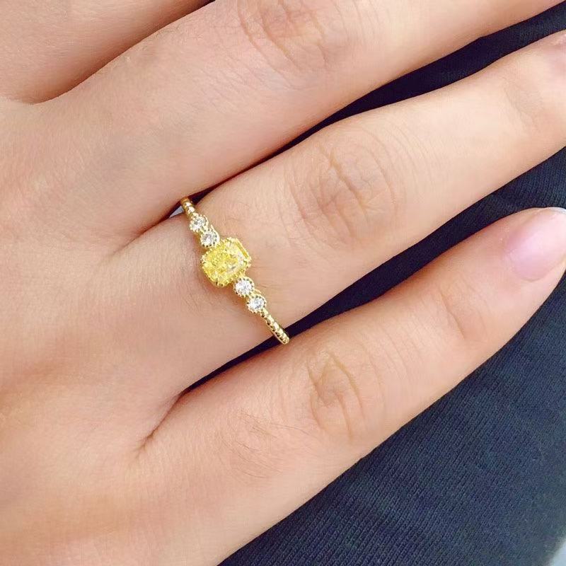 Levi Rhei Golden Square Zircon Ring