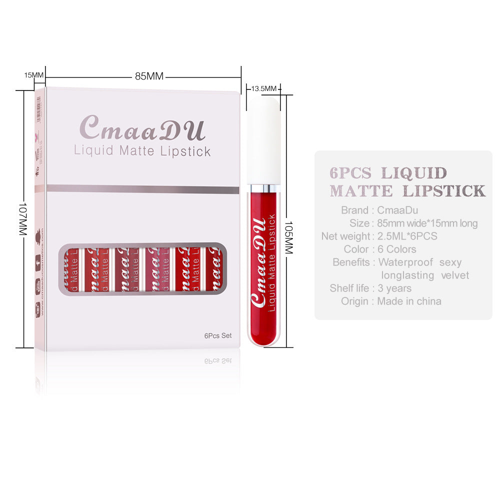 Levi Rhei Long-Lasting Waterproof Matte Lip Gloss Set (6PCS)