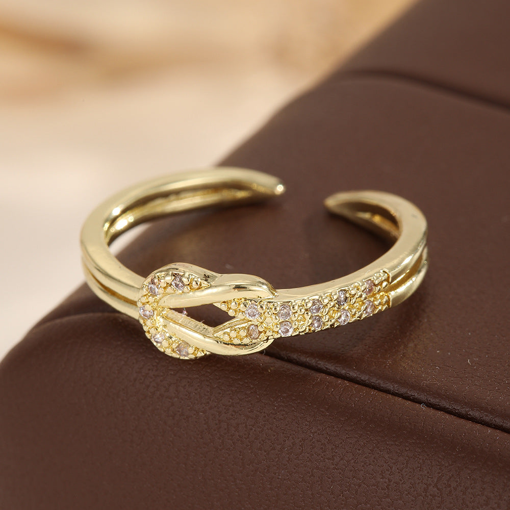 Levi Rhei Knot Diamond Open Ring