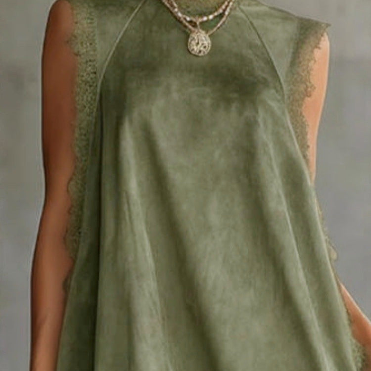 Levi Rhei Olive High-Neck Sleeveless Mini Dress