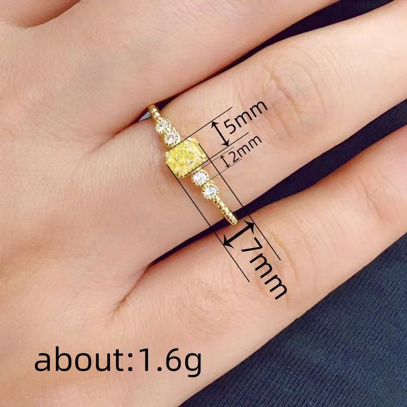 Levi Rhei Golden Square Zircon Ring