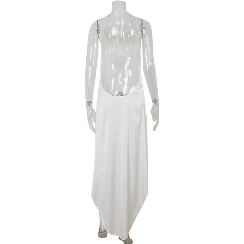Levi Rhei Asymmetrical Halter Evening Dress