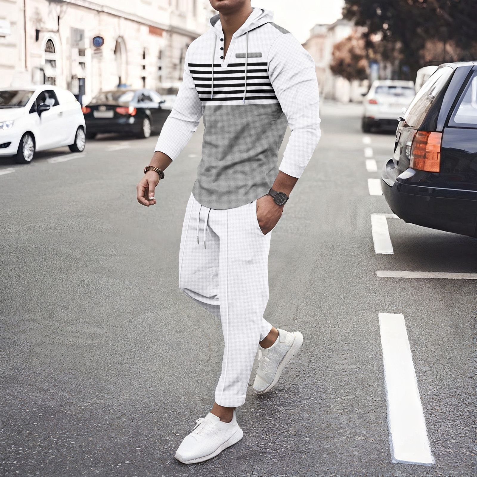Levi Rhei Contrast Stripe Hoodie & Jogger Set