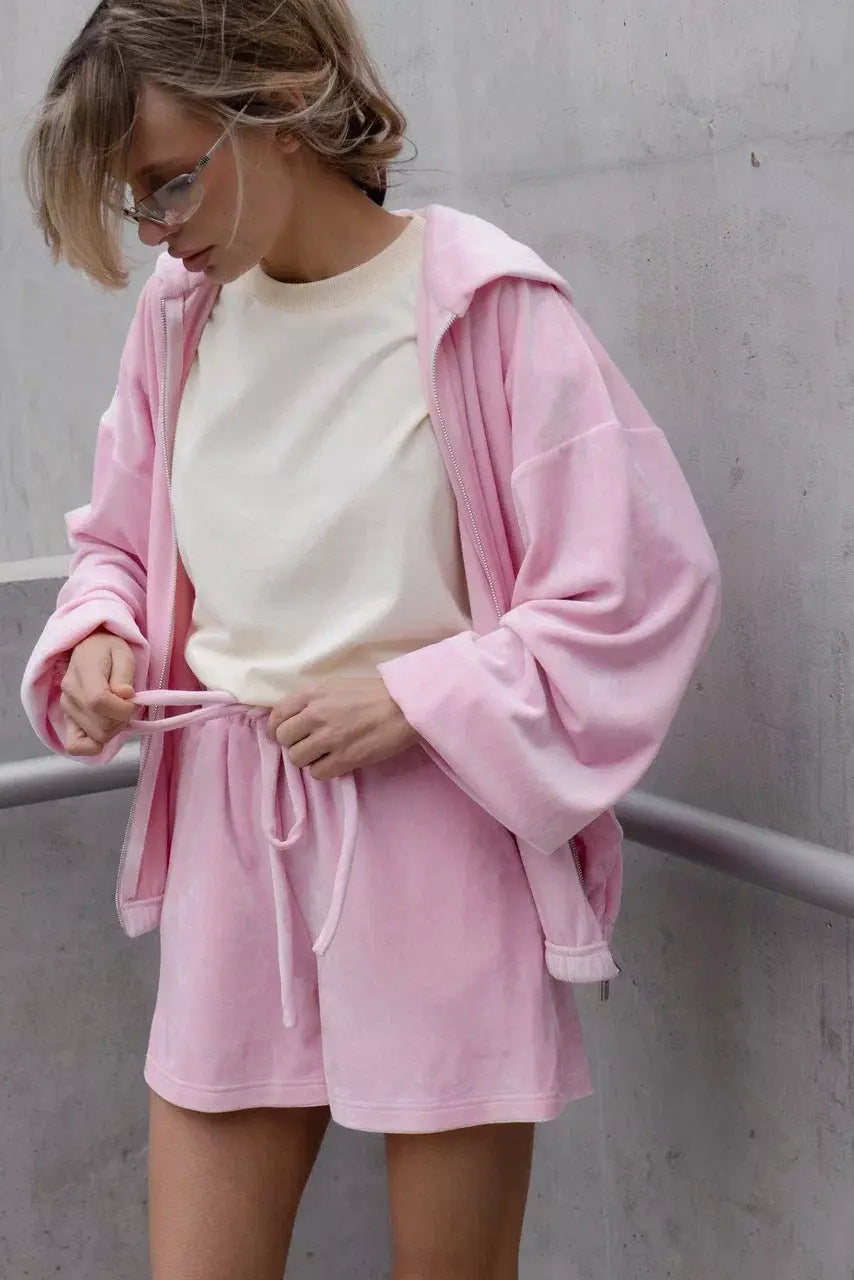 Levi Rhei Plush Hoodie Shorts Set
