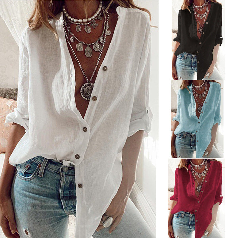 Levi Rhei Relaxed V-Neck Linen Blouse
