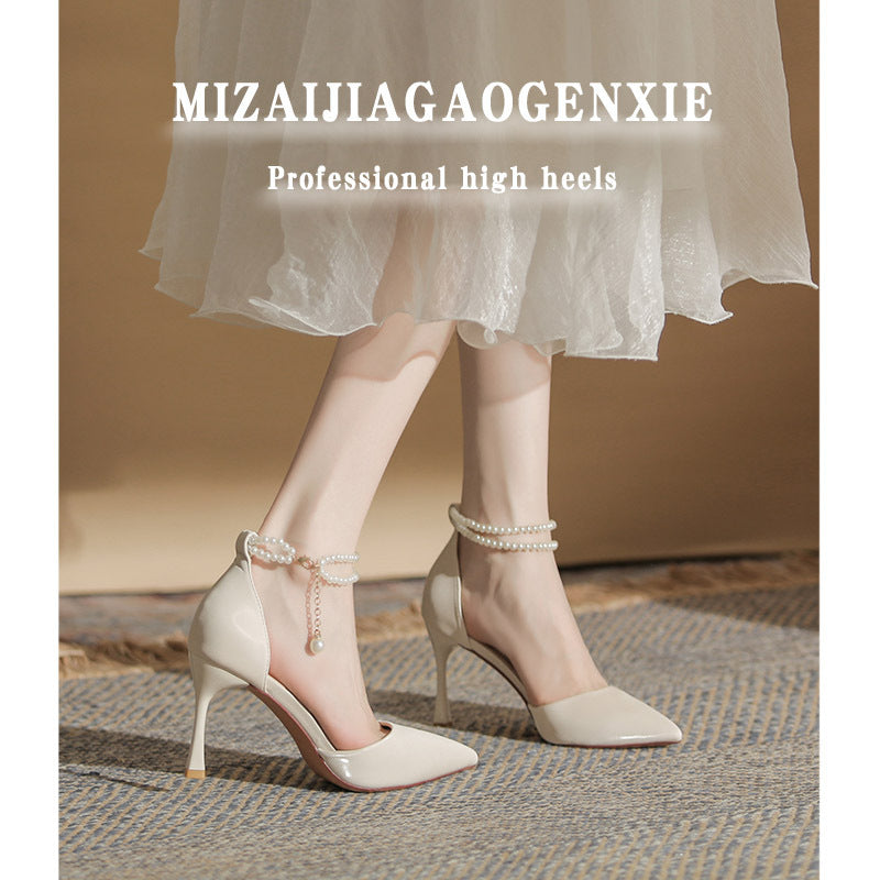 Levi Rhei Pearl Strap Pointed Heels