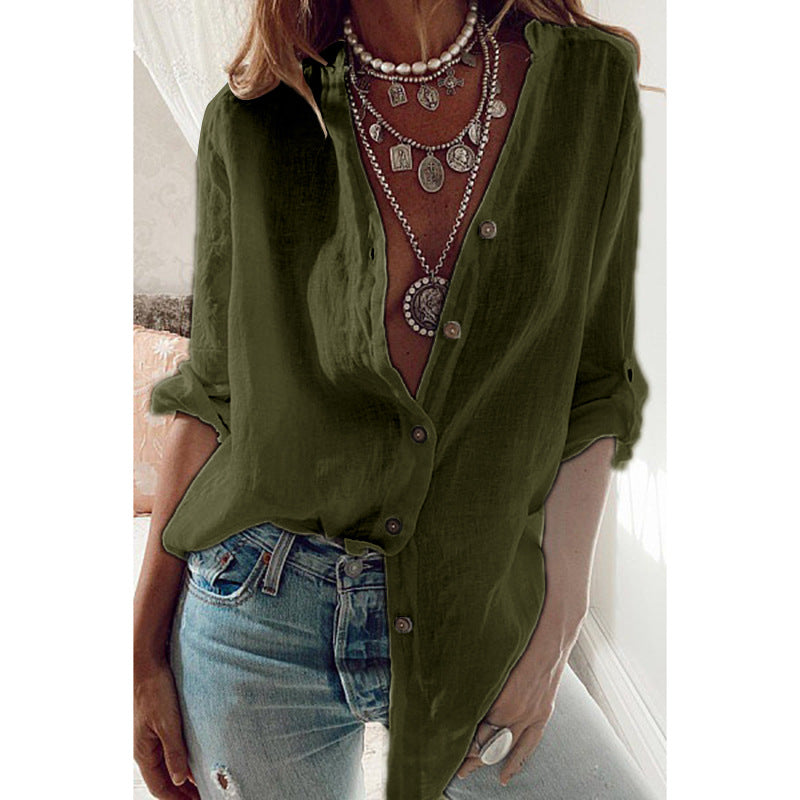 Levi Rhei Relaxed V-Neck Linen Blouse